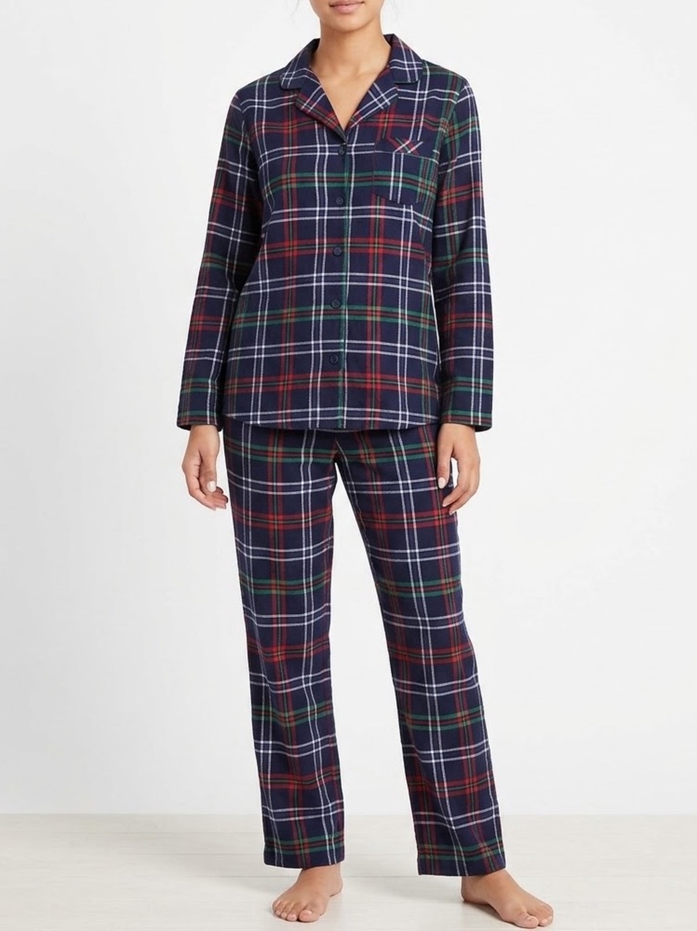 Jammies For Your Families Plaid Flannel Pajama Set Blue & Red Medium